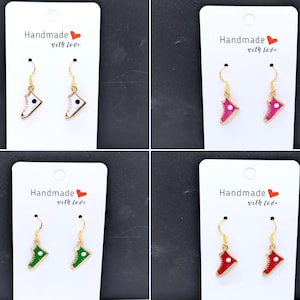 Tiny Sneakers Earrings, One Pair of Each Color Available, High Top Athletic Shoe Charm Tennis Shoe Earrings, Gold Hooks or Posts 1-1/2in