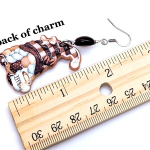 Ruler showing length of Coffee Bean Gnome Earrings