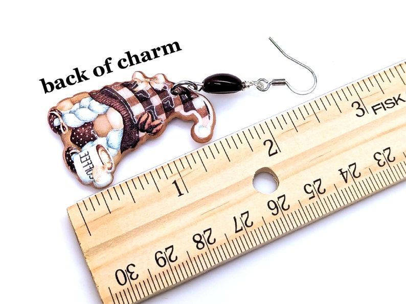 Ruler showing length of Coffee Bean Gnome Earrings