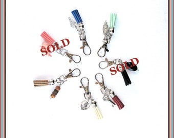 Zipper Pull Charms, Tassel Zipper Pull, Silver Accessories for Purses, Backpack Charms, Clip On Purse Charms, Tassel Charms for Handbag
