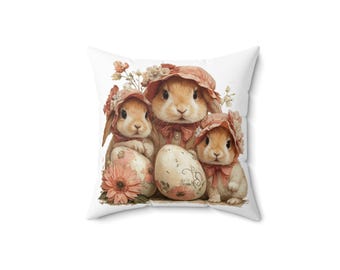 Easter Bunny Pillow: Floral Design Spring Home Decor