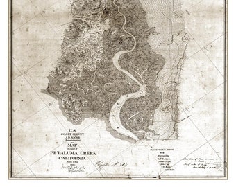 1860 Map of Petaluma Creek California