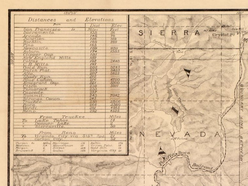Carte du lac Tahoe 1874 Topographique image 4