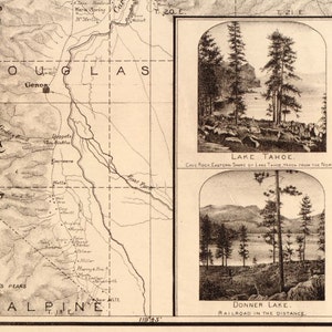 Carte du lac Tahoe 1874 Topographique image 5