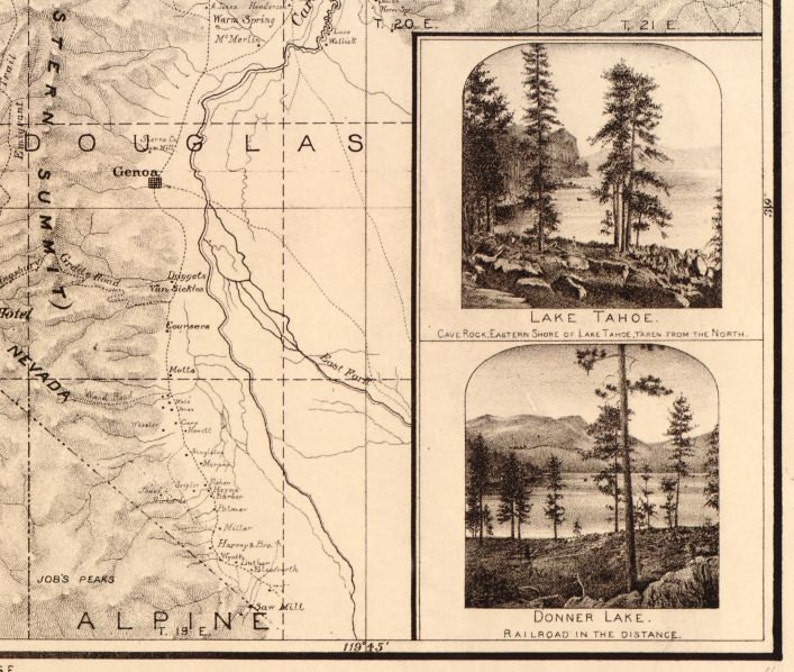 Carte du lac Tahoe 1874 Topographique image 5