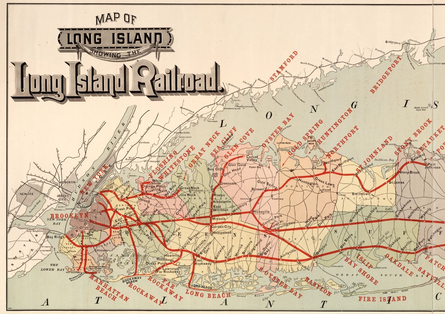 New York Long Island Railroad Map 1895 Etsy