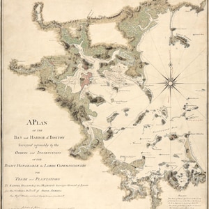 Antique Map Boston Harbor 1775