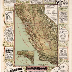 Kalifornien Fahrrad karte 1895