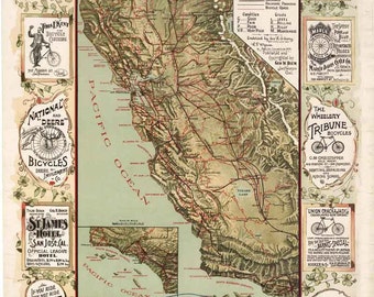 California Bicycle Map 1895