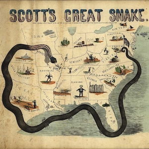 Antik karta - Scotts stora orm - Inbördeskrigstiden - 1861