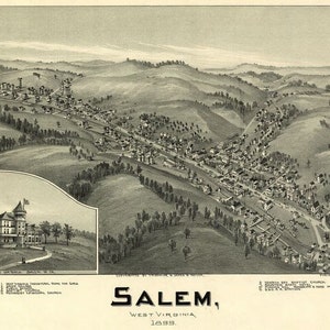 Antike Vogelaugen Karte Salem West Virginia 1899