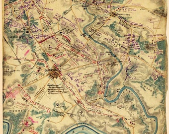 Antique Map Battle of Antietam 1862 Civil War