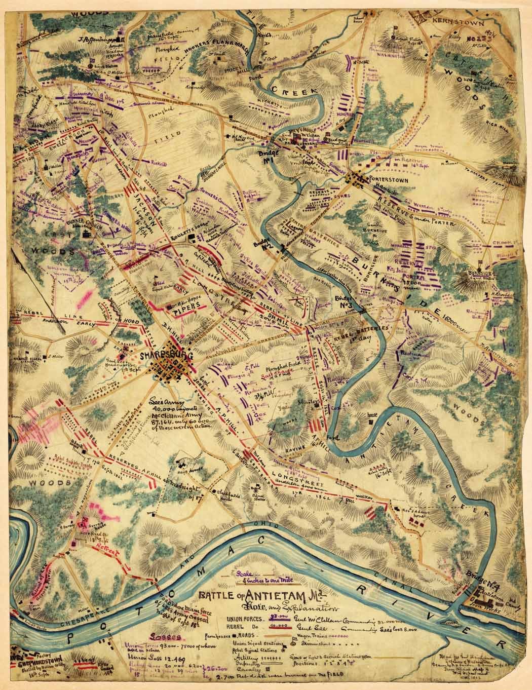 Antique Map Battle of Antietam 1862 Civil War - Etsy