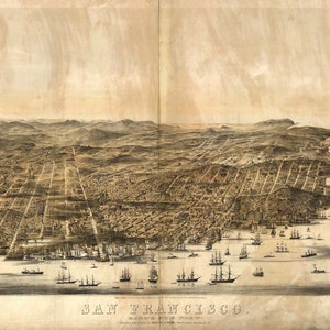 San Francisco CA Birds Eye View Karte 1860