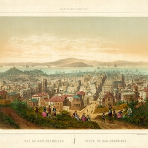 San Francisco CA Birds Eye Ver mapa 1860