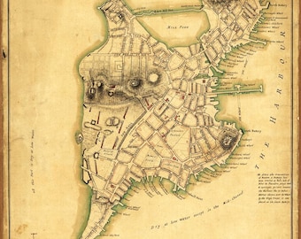 Antique Map Boston Harbor 1775 - CUSTOM