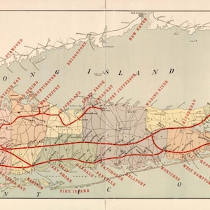 New York Long Island Eisenbahn Karte 1895