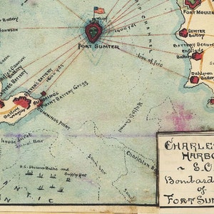 Antique Map Battle of Fort Sumter 1861 Civil War image 3