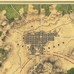 Antique Map Battle of Gettysburg 1863 Civil War - Etsy