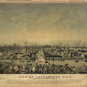 Sacramento CA Birds Eye View Flood Flood Flood map 1850