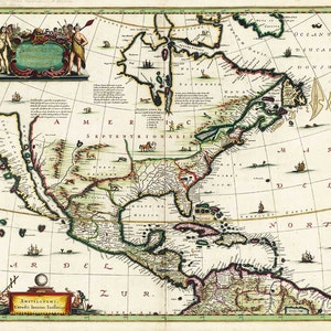 Antike Karte von Nordamerika 1652
