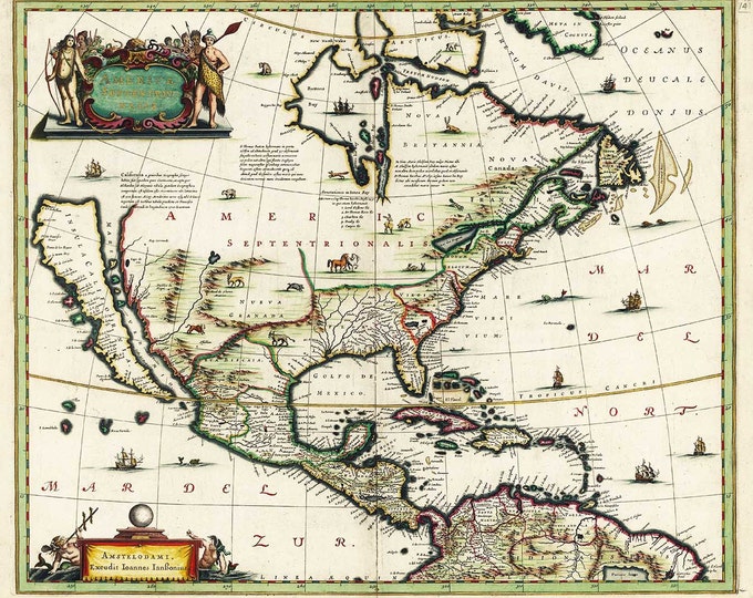Antique Map of North America 1685 - Etsy Canada