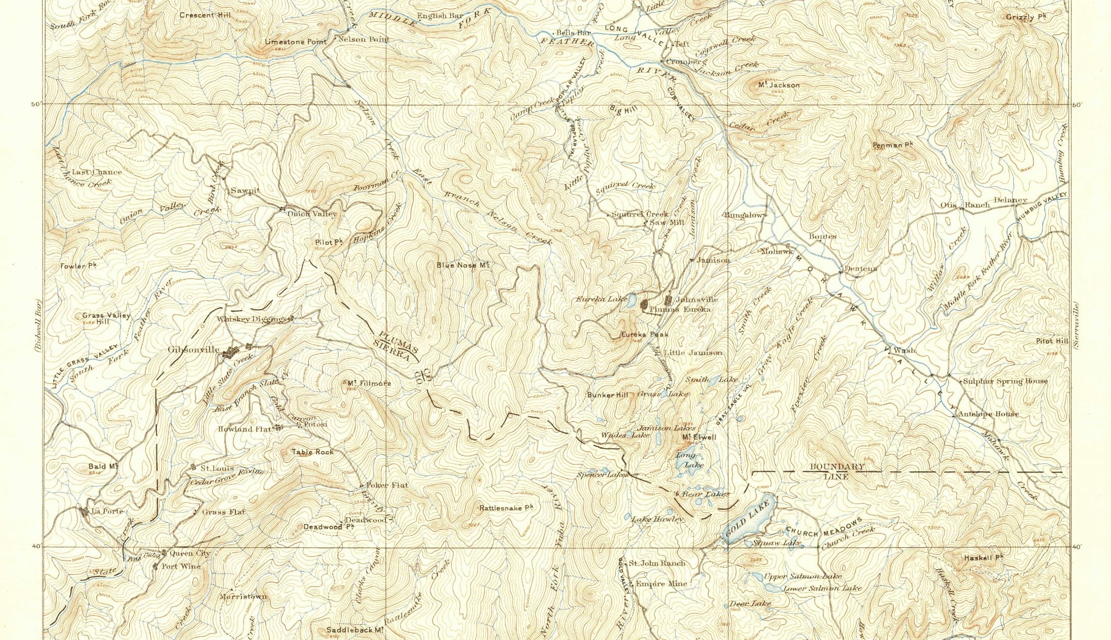 Downieville, CA USGS Topographic Map 1895 Etsy