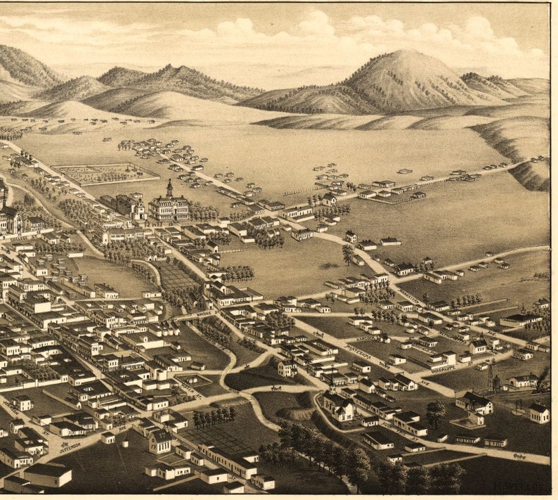 Antique Bird's Eye View Map Santa Fe New Mexico 1882 image 3