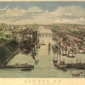 Oswego New York Birds Eye View Karte 1855