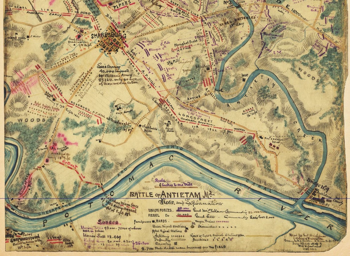 Antique Map Battle of Antietam - Il 1140xN.674055809 Nxdc
