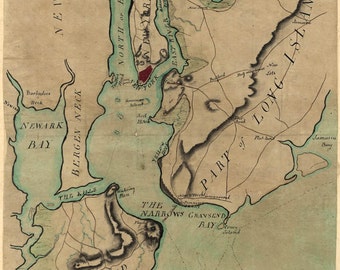 Carte antique de New York Staten Island et Long Island des années 1780