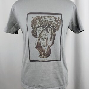 Solar Printed Vintage Art &quot;Anxiety&quot; T-shirt, Small Cotton Shirt
