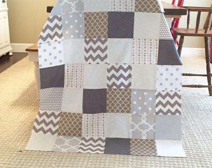 Ready to Shipbaby Blanket Neutral Patchwork Baby Blanket / Quilt