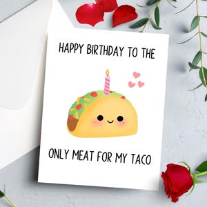 Leuke Taco-verjaardagskaart / kaart voor vriend of echtgenoot / Funny Love Card / groet voedsel woordspeling / Cheesy Couple Card