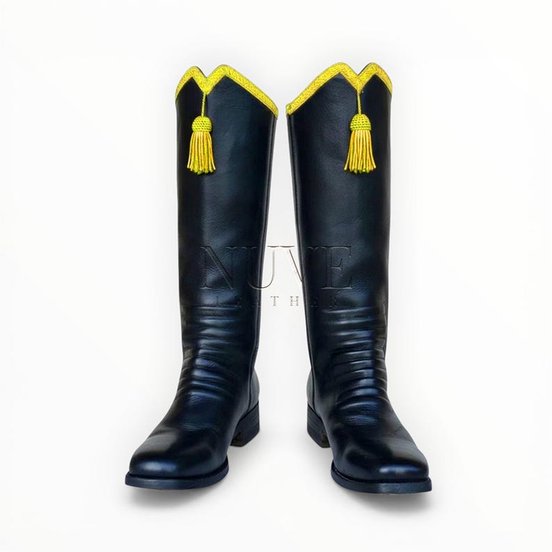 Regency Men's Riding Boot Handmade Black Leather Hessian Boots, Regency Officer Riding Boots ...