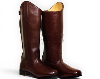 Handmade Brown Leather Riding Boots – Equestrian Fashion, Slim Fit