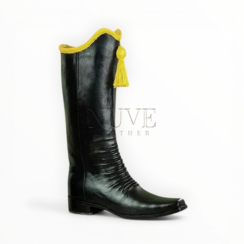 Regency Men's Riding Boot Handmade Black Leather Hessian Boots, Regency Officer Riding Boots ...