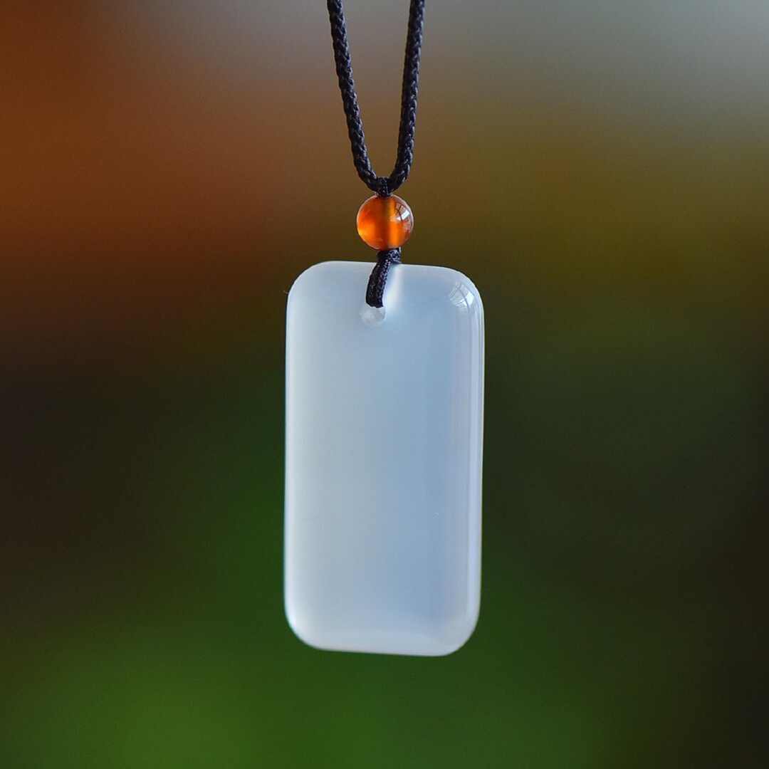 Ice Ping High Ice Chalcedony Ping an Pendant: Simple Elegant Lucky Charm - Etsy