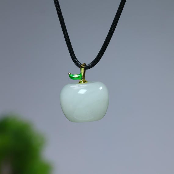 Hand-Carved Jade Apple Pendant - Peace & Safety Lucky Charm