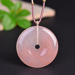 Hand-Carved Pink Jade Ping An Buckle - Protection & Harmony Amulet