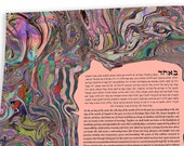 Modern Abstract Art Ketubah || The Journey in Rainbow Tones || Marbling, Reform Text, Secular Ceremony, Interfaith, LGBTQ+, Conservative