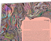 Modern Abstract Art Ketubah || The Journey in Rainbow Tones || Marbling, Reform Text, Secular Ceremony, Interfaith, LGBTQ+, Conservative