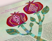 Modern Ketubah || Partnership of Love || Pomegranates, Garden Wedding, Reform Text, Secular Ceremony, Interfaith Couple, LGBTQ+, 7 Species