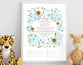 Personalized B'rit Milah/Simchat Bat Certificate || Bumble Bees || Baby Gift | Shower Gift | Judaica Gift