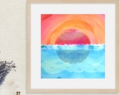 Modern Ketubah || Sunset over Water || Destination Wedding, Reform Text, Secular Ceremony, Interfaith Couple, LGBTQ+, Minimal, Summer