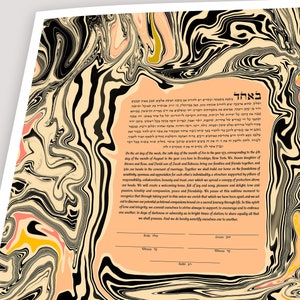 Modern Abstract Art Ketubah || The Journey || Marbling, Reform Text, Secular Ceremony, Interfaith Couple, LGBTQ+, Conservative