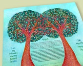 Modern Painted  Ketubah || Loving Together Tree of Life || Wedding Gift, Ketubah Tree, Reform, Secular Ceremony, Interfaith, LGBTQ+