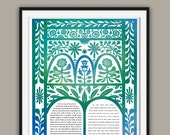 Traditional Ketubah || In the Garden || Summer Wedding, Woodcut Style, Garden Wedding, Reform, Secular Ceremony, Interfaith Couple, LGBTQ+