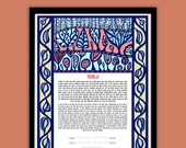 Modern Ketubah || Forest Walk of Love || Trees, Garden, Jewish Symbol, Folk art, Mid Century, Graphic, Whimsical, Art Nouveau, Nature