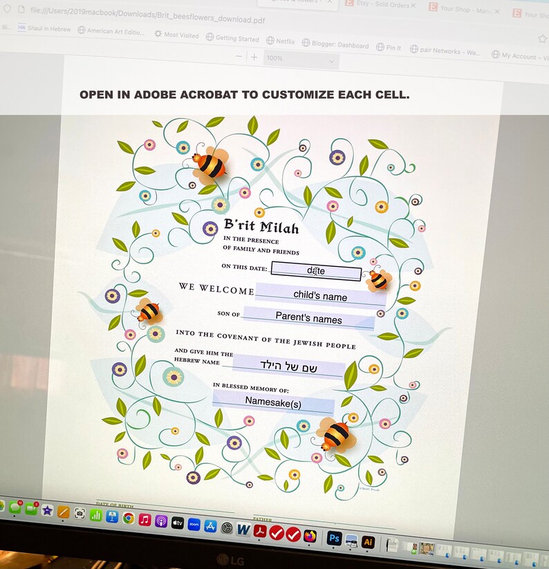 Digital/editable Download- Bris, B'rit Milah Certificate | Brit Shalom ...